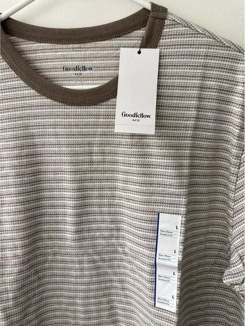 Goodfellow & Co Striped Short Sleeve T-Shirt Brown Trim Size L